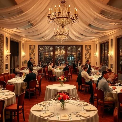 Hochzeitsfeier im Restaurant mit festlich gedeckten Tischen