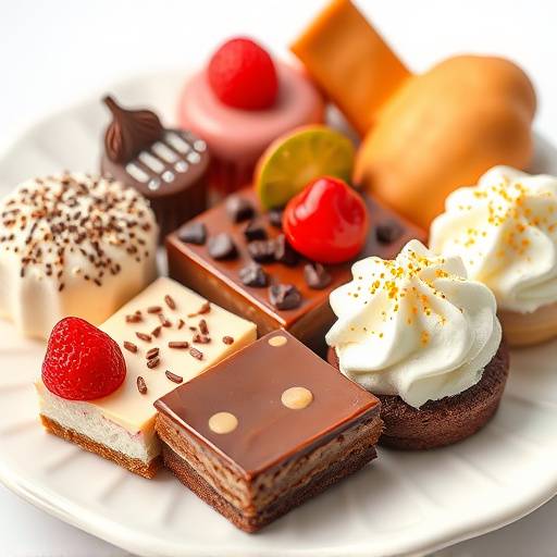 Variation verschiedener Desserts auf einem Teller